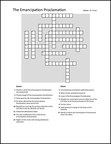 crossword puzzle printout example